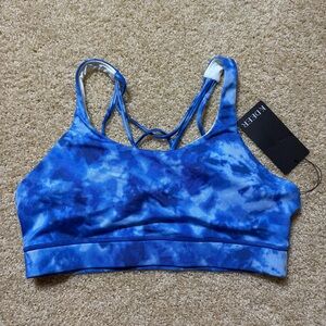 K-DEER Triple Loop Sports Bra Luna Blue Tie Dye‎ 2XL NWT Made USA